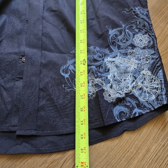 7 Diamonds Shirt Mens XL Black/ navy Button Down Y2K  Gothic Punk Grunge - Picture 8 of 8